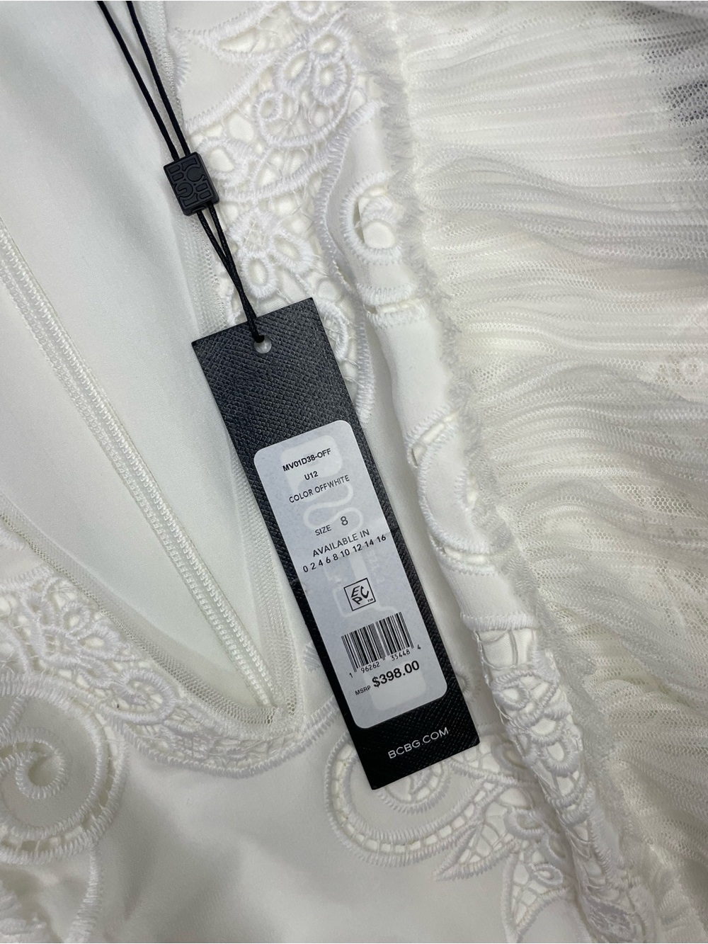 BCBG White Ruffle & Lace Mini Dress - Picture 3 of 6